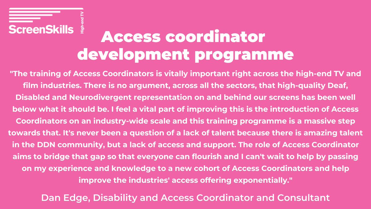 Thinking about applying to our #accesscoordinator (AC) programme? Read what AC, Dan Edge, says about the role & how it helps productions remove barriers to access & inclusion for staff, crew & cast. Apply to the #HETVSkillsFund-ed @TripleC_UK programme: bit.ly/3pi4O9x