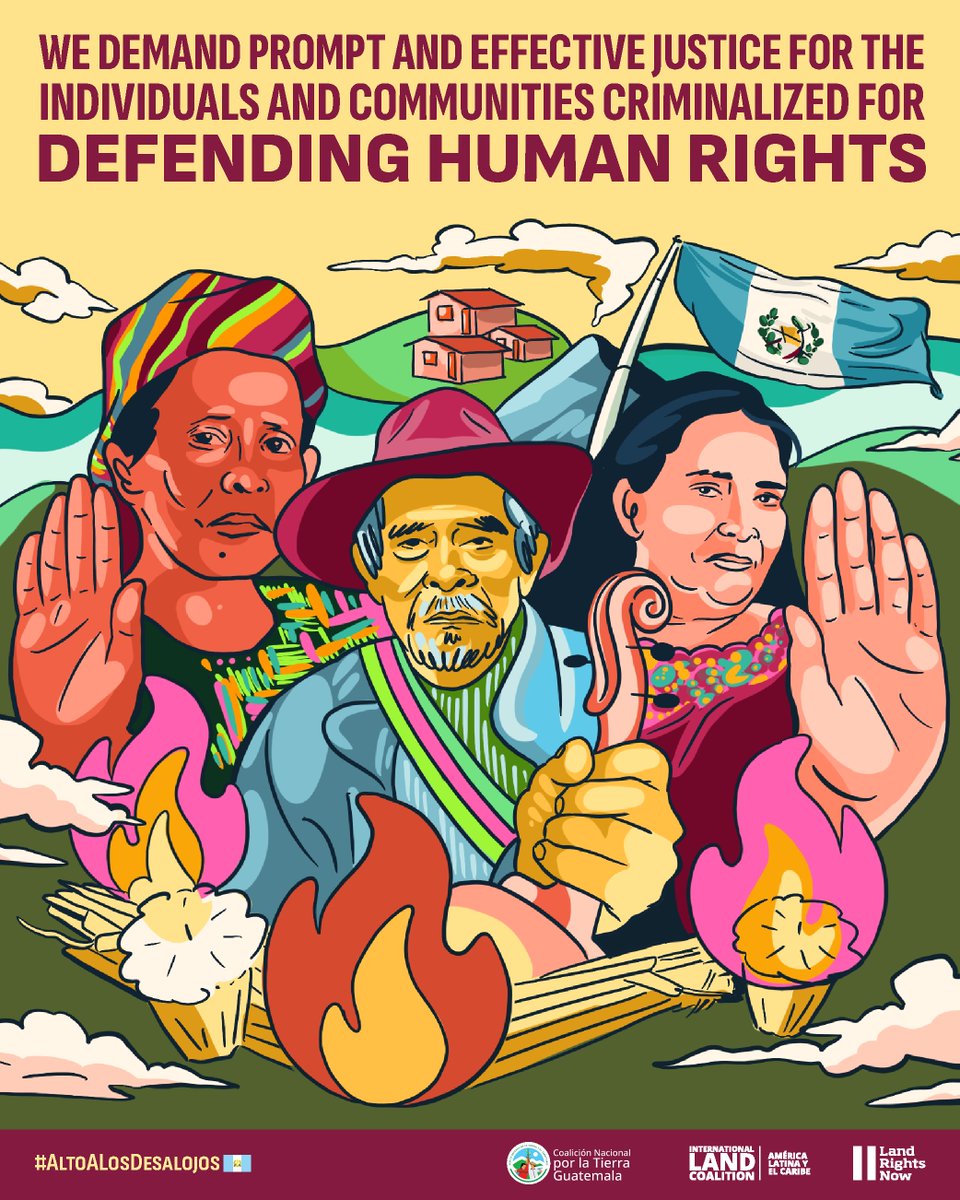 LandRightsNow's tweet photo. 🇬🇹Indigenous and rural defenders in Guatemala are fighting for the protection of land and life. They face extrajudicial violence, the realities of racial exclusion, and the dangers of democratic collapse. Land rights are absent from the political agenda.

#AltoALosDesalojos https://t.co/76TbLS7GnZ