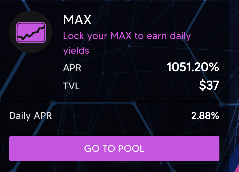 Hey #PulseChain 

$MAX Single Node is live, You can now stake the freely earned  $MAX In the Node pool.
 Price of One $MAX Nod = 60 MAX tokens.

Please read about Node in our docs before you invest.

#PulseNews #DeFi #HEX #PLS #BTC  
<a href="/PulsechainCom/">PulseChain.com Ethereum fork including ERC20s</a> <a href="/CJCJCJCJ_/">CJ the "Doughnut"</a> <a href="/PulseLitecoin/">pLitecoin</a>