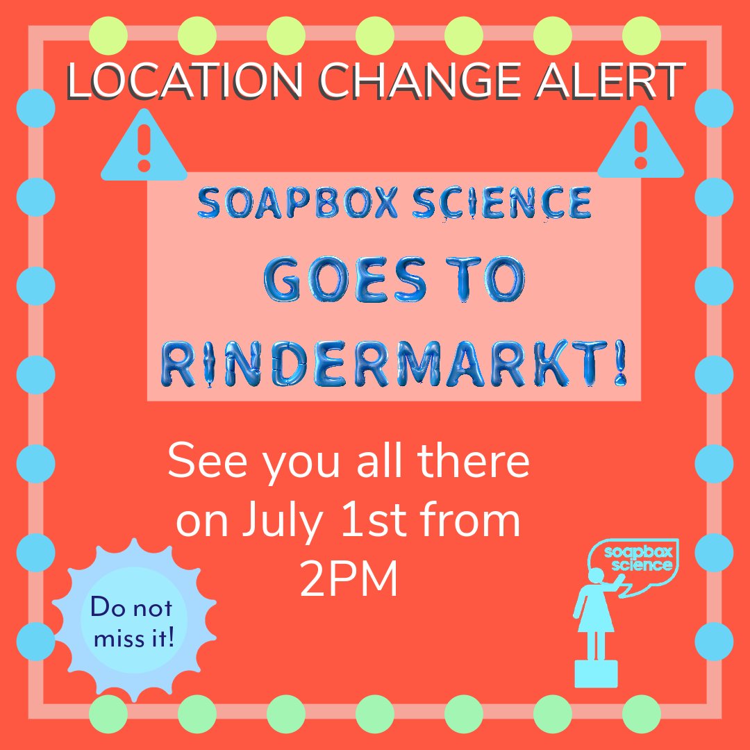 Location change! Join us on July 1st at #Rindermarkt and dive into the world of #Science! Suitable for all ages, and absolutely no prior knowledge is required, so bring your friends and family along!

#SciComm #WissKomm #WomenInSTEMM #WomenInSTEM #FrauenInMINT #WomenInScience