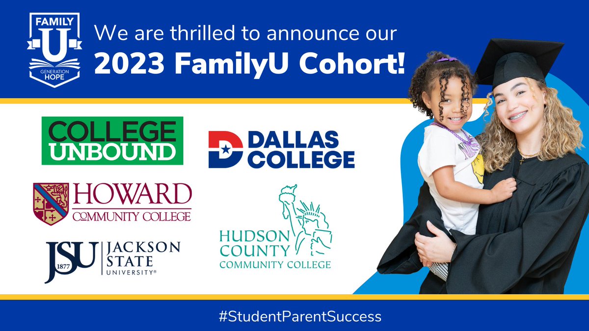 So proud @HudsonCCC has been selected to participate in @SupportGenHope two-year FamilyU cohort with four other partner institutions!  Thank you, Generation Hope!  Dismantling barriers and supporting our student parents! @AchieveTheDream @Comm_College