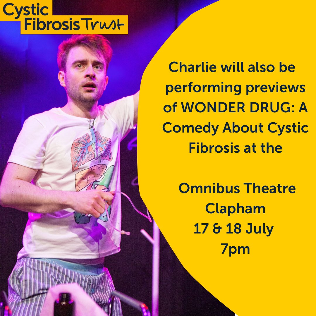 cftrust's tweet photo. WONDER DRUG: A Comedy About Cystic Fibrosis is due to be performed at Edinburgh Fringe Festival at the Pleasance Courtyard from 2-28 August (excluding the 9, 14, 21 Aug): https://t.co/4fFvtHG1uh

Read Charlie's blog about the show here: https://t.co/E01kZfWfGz https://t.co/2UkS6a13bT