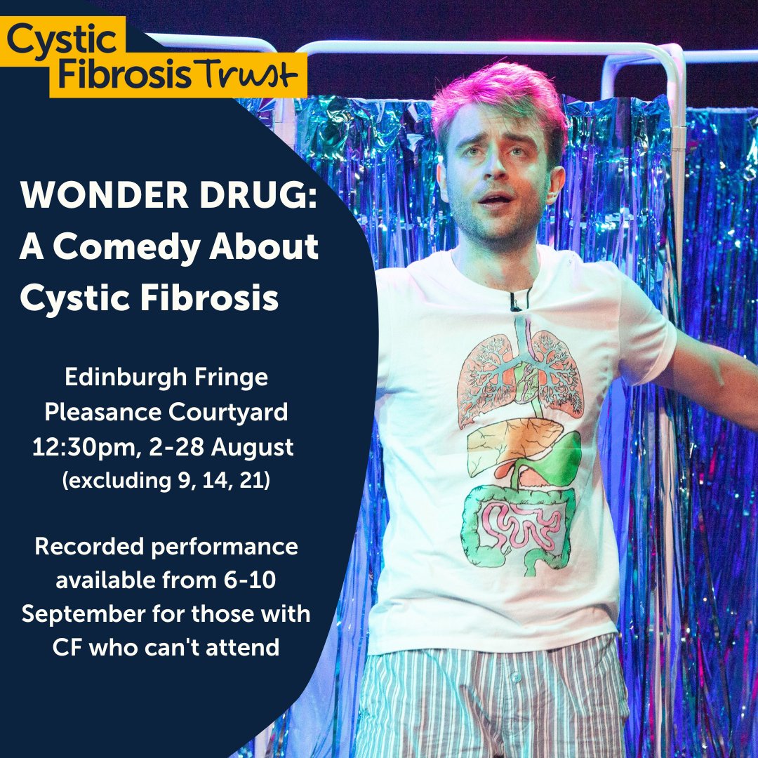 cftrust's tweet photo. WONDER DRUG: A Comedy About Cystic Fibrosis is due to be performed at Edinburgh Fringe Festival at the Pleasance Courtyard from 2-28 August (excluding the 9, 14, 21 Aug): https://t.co/4fFvtHG1uh

Read Charlie's blog about the show here: https://t.co/E01kZfWfGz https://t.co/2UkS6a13bT