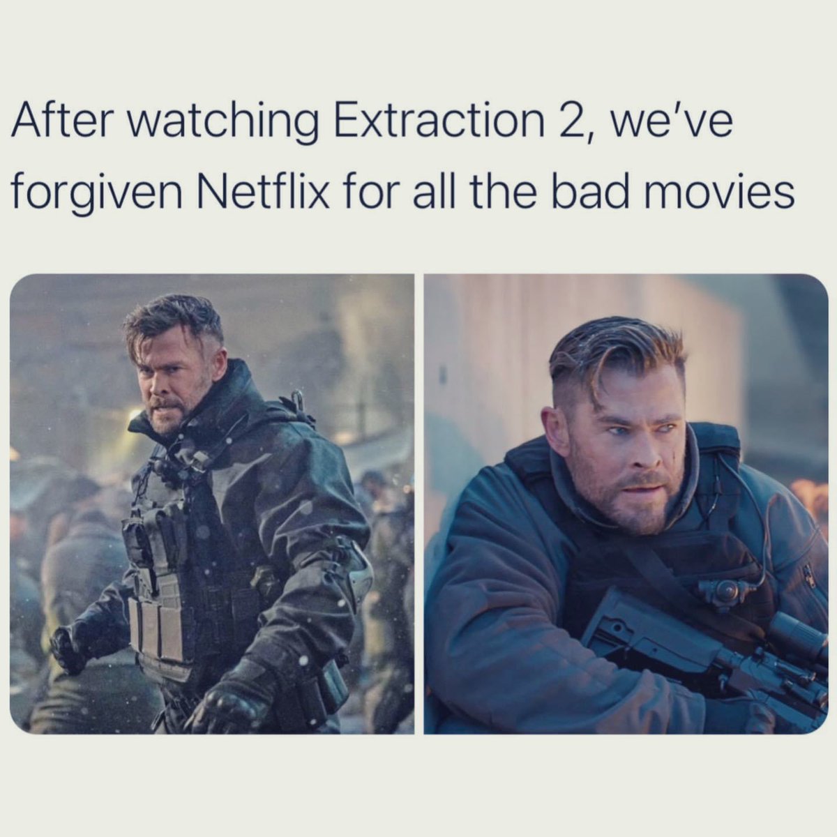 The issue comes after watching this there is nothing else in Netflix that will taste the same.

#Extraction2 #Extraction2Netflix