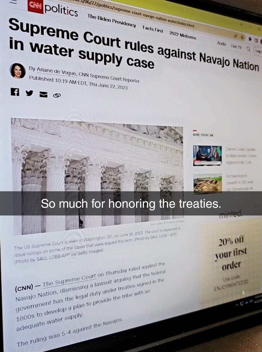 - Supreme Court rules against Navajo Nation in water supply case. #Honorthetreaties