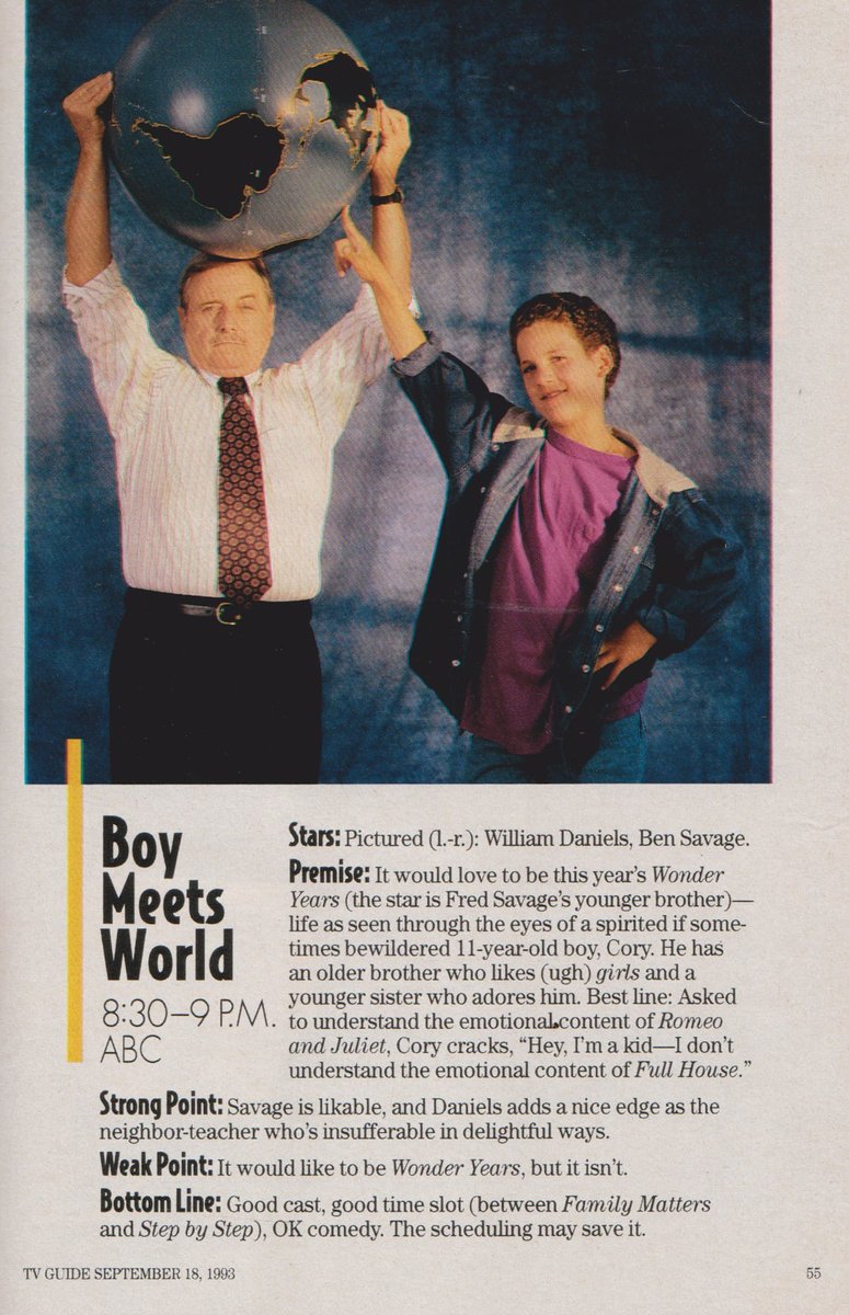 BOY MEETS WORLD. 1993. William Daniels, Ben Savage. #BoyMeetsWorld #TVGuide