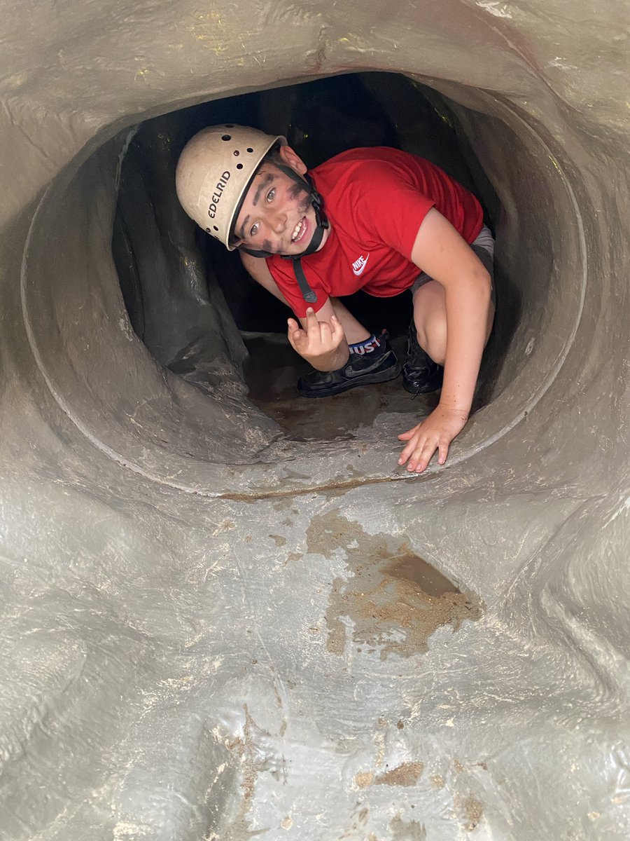 Year 6 are having a great time at Hilltop. Some groups have been tackling the abandoned mine shaft in caving.