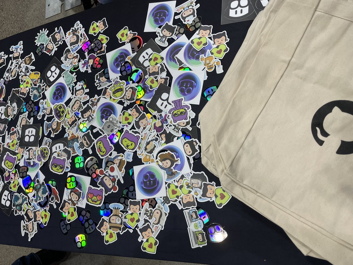 itsthatladydev's tweet image. I’m here at the GitHub booth with @damovisa! Come grab stickers and enter the giveaway for this sweet backpack filled with GitHub goodies! 💃🏽✨ #KCDC2023 #kcdc