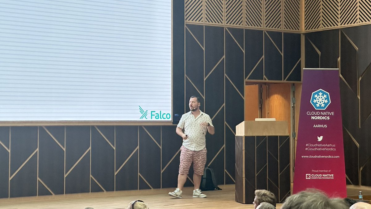 phennex's tweet photo. @Sescok kicking of this evenings #CloudNativeAarhus meet-up with the talk: βWhat the hell is going on inside my containers?β and runtime security using @falco_org π #CloudNativeNordics @CNNordics https://t.co/jIIu3dKBqg