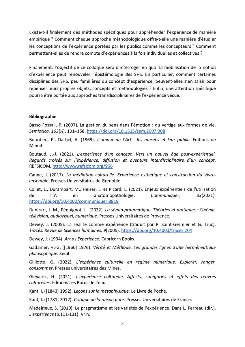Nous organisons, avec l'équipe de l'axe MOCEN du LERASS, un colloque international autour de la notion de l'expérience. Nous attendons vos propositions de communication avant le 15 décembre 2023, pour les 3 jours du colloque à Toulouse en fin mai 2024 !