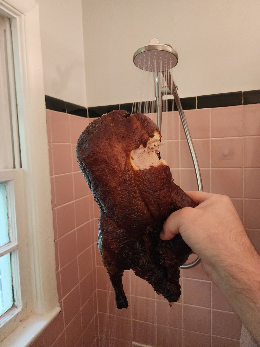Shower Food Review 71: Whole Peking Duck - I took some time off to just relax. Each day I try to improve myself but I realized if you keep pushing the envelope one day it's going to break. Anyways this was one of the most decadent meals I've ever eaten in the shower. 10/10