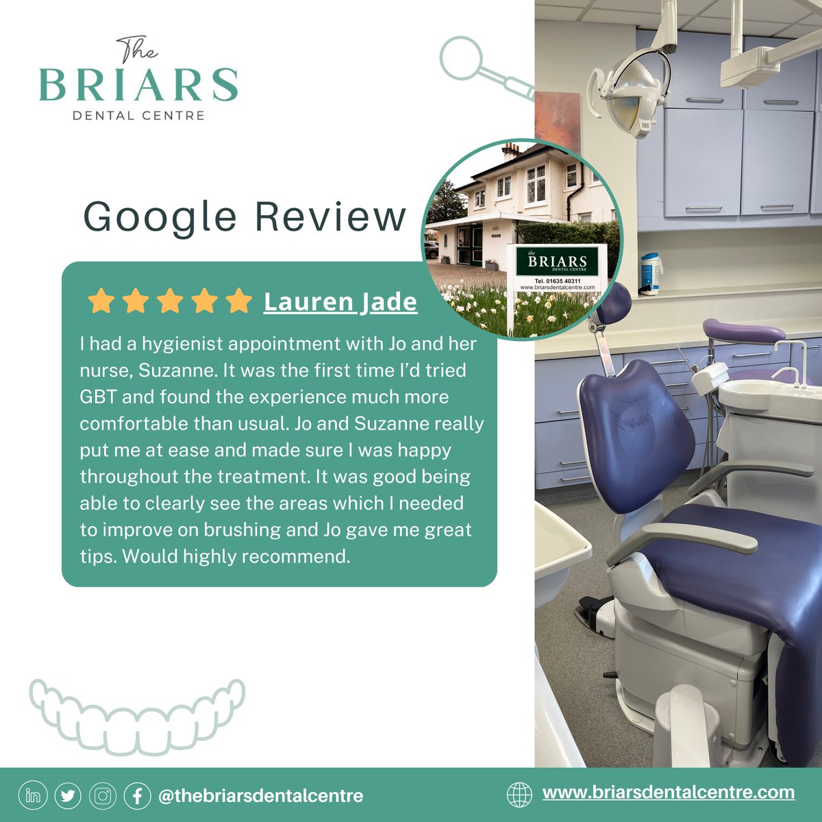 "🌟 Thank you for your fantastic review! 🌟 We're thrilled to hear about your positive experience at The Briars Dental Centre. Your kind words mean the world to us! 🦷💙 #Grateful #CustomerAppreciation #TheBriarsDentalCentre"