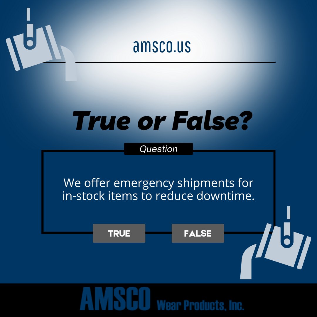 AMSCO_us's tweet photo. True or false?

We offer emergency shipments for in-stock items to reduce downtime.

#leadtimes #downtime #customerservice https://t.co/tzrB3P6Nu1