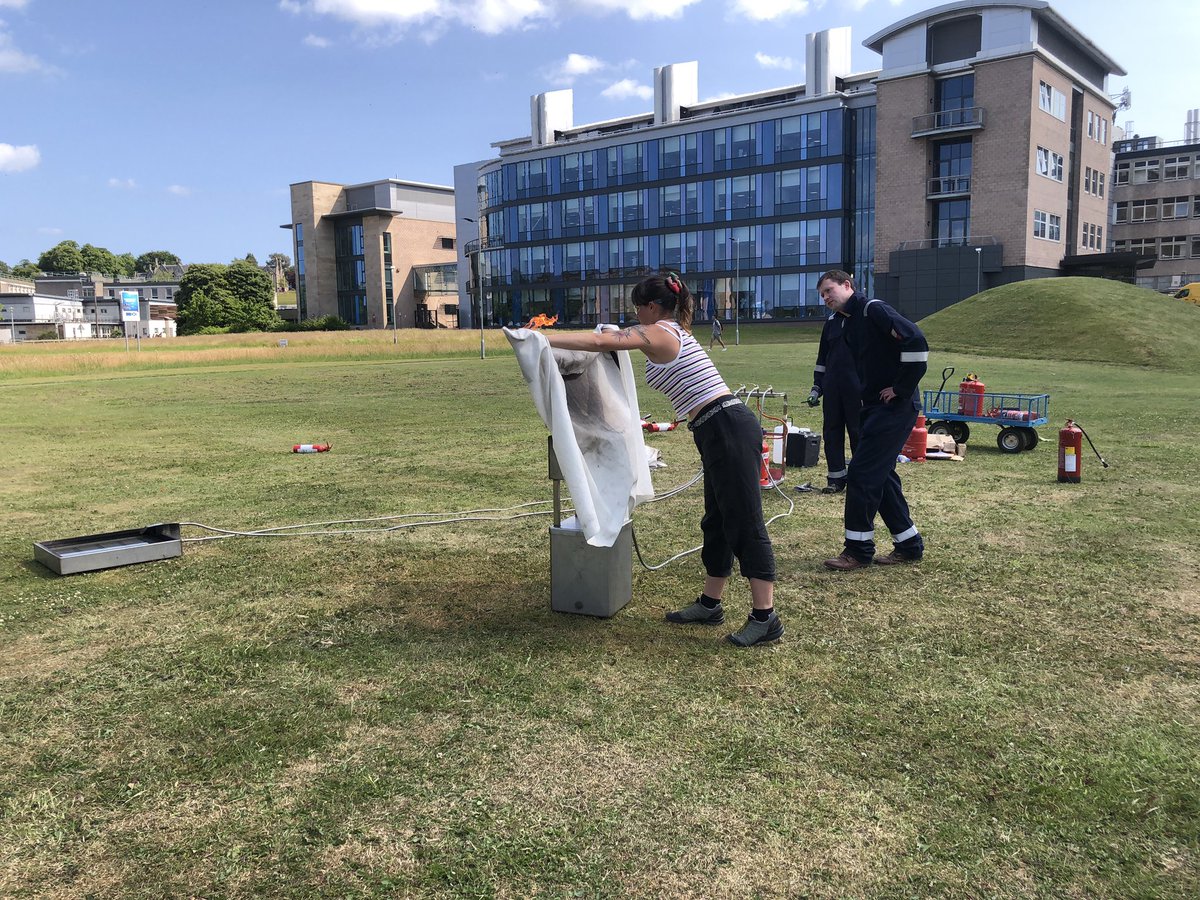 Today, our group attended a fire extinguisher training session held by <a href="/StAndrewsChem/">St Andrews School of Chemistry</a> - it was a very useful and informative session where we were able to tackle controlled fires first hand <a href="/VViseur/">Virginie Viseur</a> <a href="/XiangyiChen18/">Xiangyi Chen</a> <a href="/GravenerL/">Laura Gravener</a>