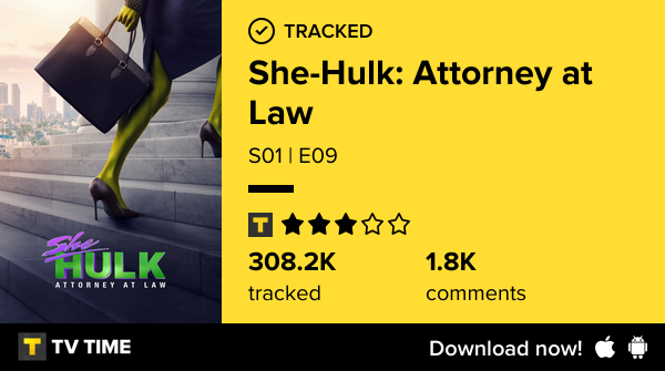 jordnat_'s tweet photo. Je viens de regarder S01 | E09 de She-Hulk: Attorney at Law! #marvelsshehulk  https://t.co/JpfgnP91ne #tvtime https://t.co/7DbE0jFOyl
