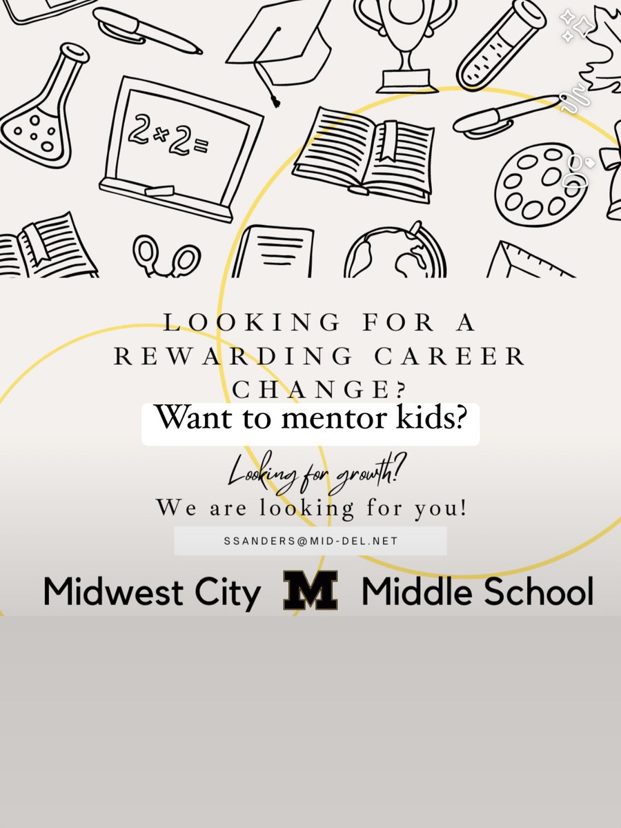edu_sanders70's tweet photo. 🚨🖤💛🚨🎙️🫡
Come work with me at our amazing school and tremendous district! @mcmsbombers @middelnews @oueducation @CCOSA @OklaEd @LangstonU @UCOAlumsFriends #oklaed #BomberWay #MDPurpose https://t.co/yGfYgSx8Ki