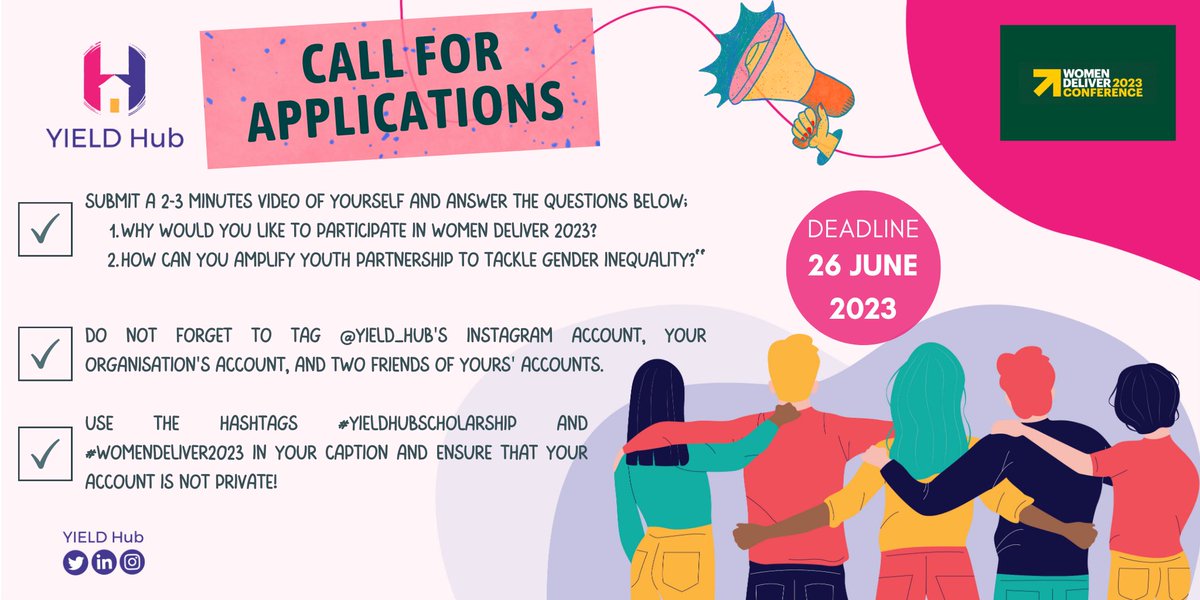 🌟 Calling all change-makers! 🌍💫 

Don't miss out on the incredible opportunity to win a ticket(s) to the groundbreaking Women Deliver 2023 Virtual Conference through the YIELD Hub Scholarship Giveaway! 🎟️✨

Swipe left to see how to apply!!!

#YIELDHubScholarship #WD2023