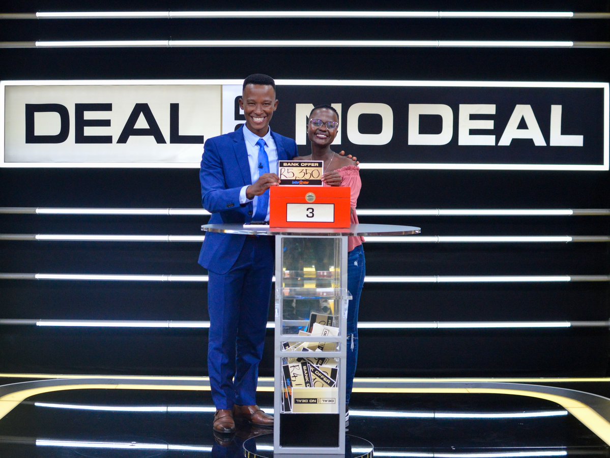 Ivy walks away with R5 350. Congratulations!

Let's do it again next week. Till then ✌️

#DealOrNoDealZA #SABC1siON