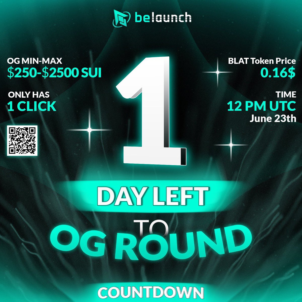 🚀 Only 1 days left until the #Belaunch IDO event! 🎉
📅 Date: June 23, 2023
💼 OG Role Min-Max: $250 - $2500
💰 BLAT Token Price: $0.16
🔥 Just one click away!

Get ready to secure your share of BLAT tokens with a single click! 🌟

#Crypto #IDO #BLATToken #BelaunchCommunity