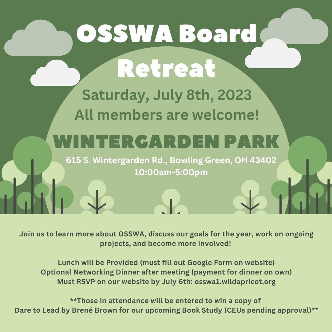 OSSWA_'s tweet photo. Please join us for our annual OSSWA Board Retreat! All members are welcome to join! Please register on our website by July 6th: https://t.co/BY5LKiOQOW https://t.co/roLtwHRiAY