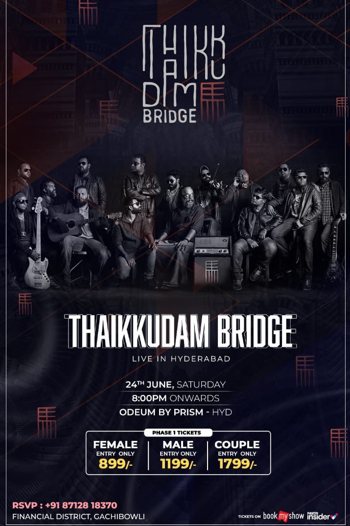 TechGlare Deals (@tech_glareoffl) on Twitter photo #TechglaresGiveAway :
Steps to Enter ⬇️
✅ FOLLOW 👉🏾 <a href="/Tech_glareOffl/">TechGlare Deals</a>
🔄 RETWEET
❤️ LIKE
Win 4 Tickets (Rs.1199 each) for ThaikkudamBridge Live on June 24th
Venue: Odeum by Prism, Gachibowli,Hyderabad.
Winner will be announced tomo. #TechglaresGiveAway :
Steps to Enter ⬇️
✅ FOLLOW 👉🏾 <a href="/Tech_glareOffl/">TechGlare Deals</a>
🔄 RETWEET
❤️ LIKE
Win 4 Tickets (Rs.1199 each) for ThaikkudamBridge Live on June 24th
Venue: Odeum by Prism, Gachibowli,Hyderabad.
Winner will be announced tomo.