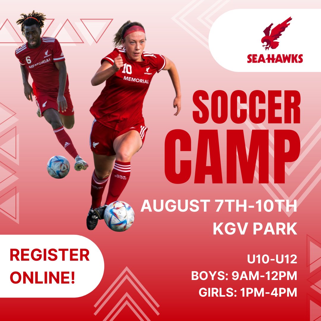 MUNathletics's tweet photo. Join us Aug 7-10th at KGV for our annual Sea-Hawks Soccer Camp! ⚽️
$175 includes Sea-Hawks swag pack. 
Register here: https://t.co/ElHpCPF21C https://t.co/tMrvwzzfRe