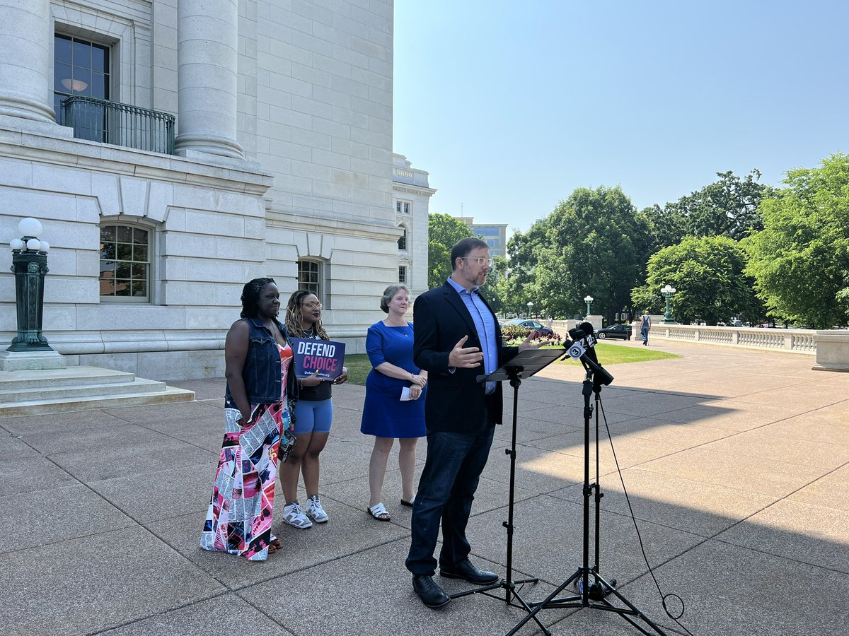 WisDems's tweet photo. 🔴 NOW: Ahead of the one-year anniversary of #RoevWade being overturned, Chair @BenWikler and Madison Mayor @SatyaForMadison are holding a press conference. The fight for reproductive freedom continues—here’s what they have to say about it: https://t.co/Ew4bo3qjkI