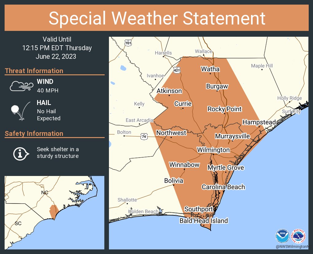 NWS Wilmington NC on Twitter "A special weather statement has been