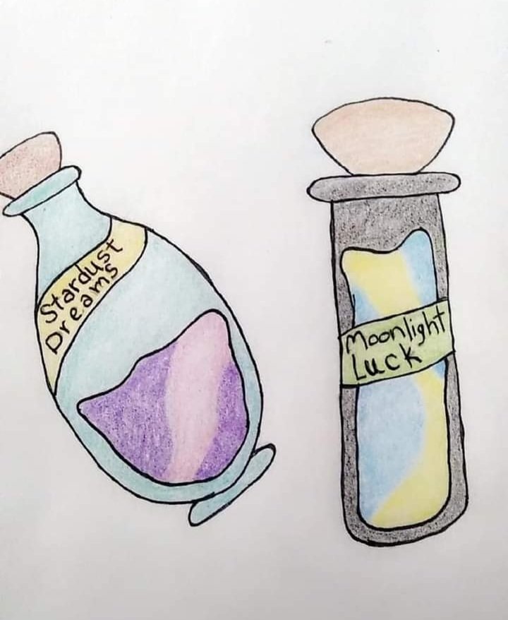 ShipwreckStarla's tweet photo. #shittyart number20! Clearly straight/symmetrical lines are not my strong suit. #free #baddrawing for requests!
#imnotanartist #vials #stardust #dreams #moonlight #luck https://t.co/PwEzXbUP3F