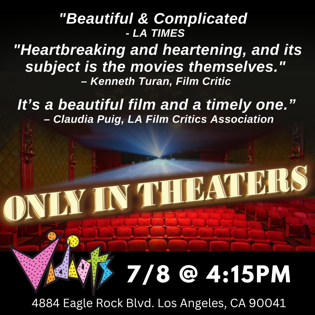 #LosAngeles! What are you doing on Saturday, July 8th? If you are looking for something to do, come see Only in Theaters at the new @Vidiots theater - The Eagle Theatre! @GregLaemmle, Tish Laemmle and director @RaphaelSbarge will all be there. See you then, LA!