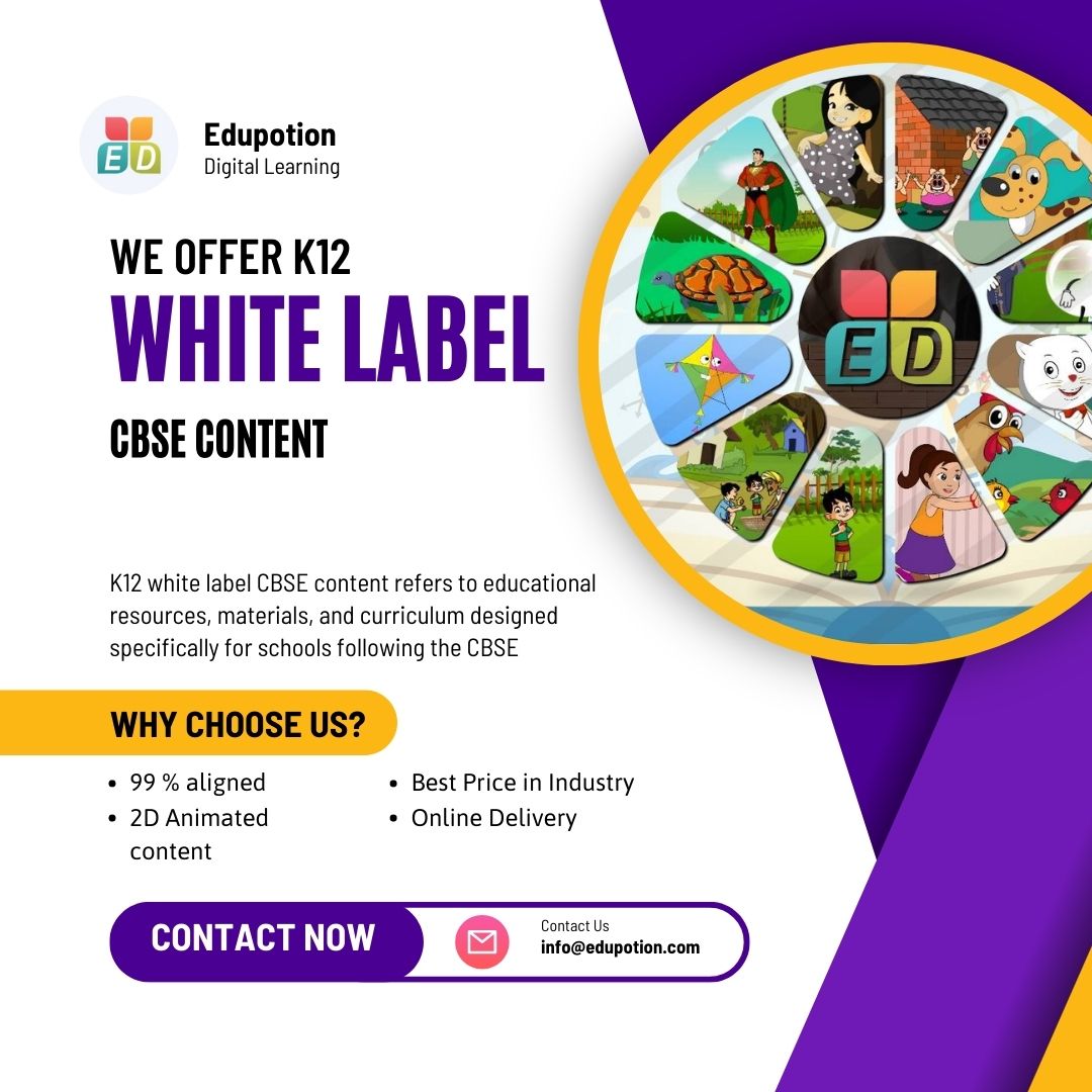 Edupotion's tweet photo. K12 white label CBSE content refers to educational resources, materials, and curriculum designed specifically for schools following the CBSE.

#Edtech #DigitalEducation #CBSEWhiteLabel #EdtechSolutions #OnlineLearning #EduTech #CBSECurriculum #DigitalizeEducation #eLearning https://t.co/pEyoaCLL6Z