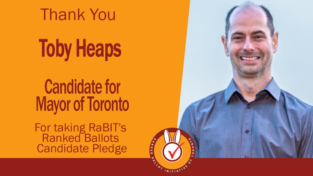 Thank you, Toby Heaps @tobyheaps, Candidate for Mayor of Toronto for pledging to support #rankedballots in #TOpoli.  

#elxn2023 #onpoli #RestoreLocalChoice #TorontoMayor #underdog