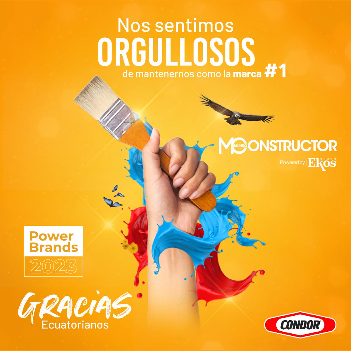 SOMOS LOS NÚMERO 1 🏆 

En Pinturas Condor la #calidad imbatible de nuestros productos es sinónimo de #excelencia, es por eso que hemos sido reconocidos entre los líderes de la CATEGORÍA PINTURA por la revista #Ekos. 💯 

¡#Gracias por elegir la calidad de Pinturas Condor! 🥇