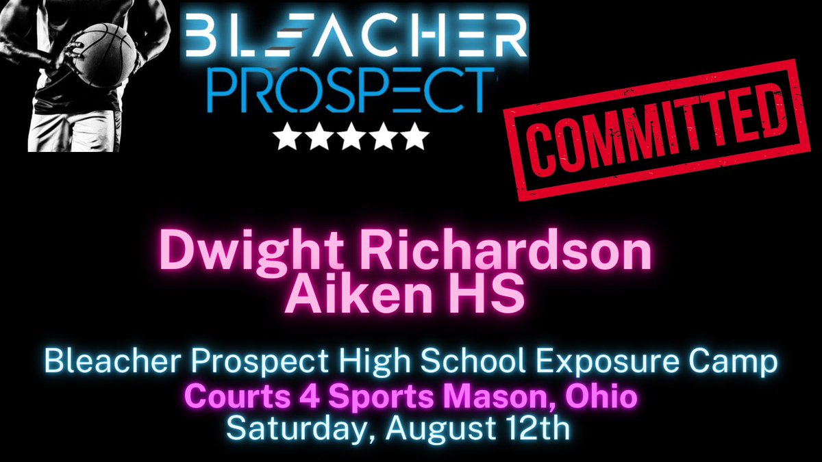 Welcome Dwight Richardson of Aiken HS to our High School Exposure Camp August 12th in Mason at Courts 4 Sports. Register today at 
bleacherprospect.com/camps/
<a href="/DwightRich05/">Dwight Richardson</a> <a href="/AikenBball/">Aiken Boys Basketball</a>