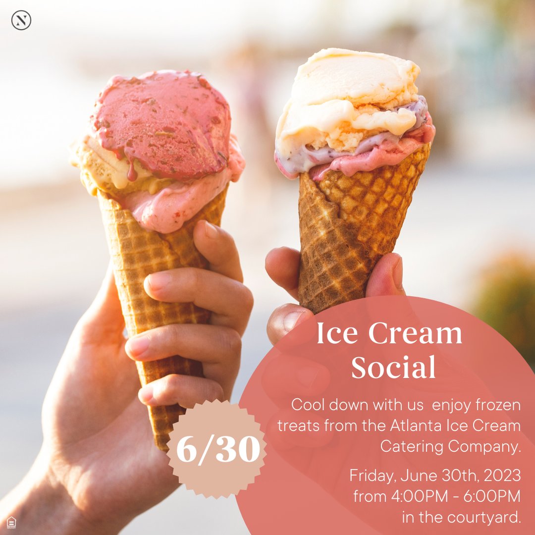 We are thrilled to welcome you to The Glenn Perimeter Ice Cream Social! Friday, June 30th at 4 PM in the courtyard. #WeLoveOurResidents #IceCreamSocial #SandySprings #LoveWhereYouLive #LuxuryRentals #GlennPerimeter #ApartmentLiving #ResidentEvents