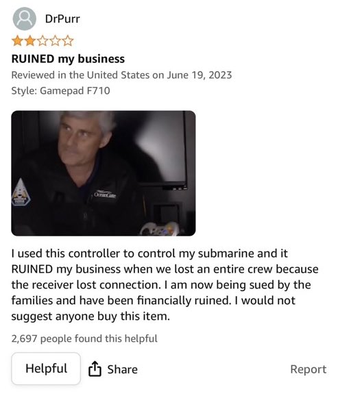 no way people are sending the submarine controller reviews on amazon 😭