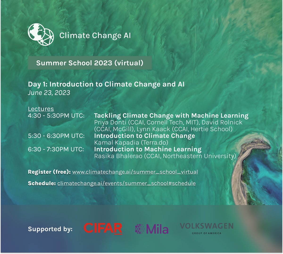 1⃣MORE NIGHT SLEEP until the CCAI Summer School!
Tune in tomorrow, 📅June 23 at 16:30 UTC, to join CCAI’s co-founders <a href="/priyald17/">Priya L. Donti</a>, <a href="/David/">David Noël 🇪🇺</a> Rolnick and <a href="/LynnHKaack/">Lynn Kaack</a> who will be kicking off the Summer School.

Stream live: youtube.com/live/WBfdMX5pX…
More info: climatechange.ai/events/summer_…