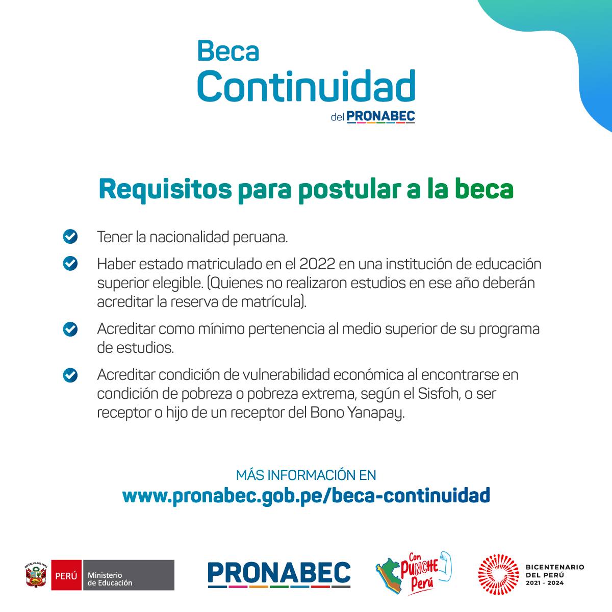MineduPeru's tweet photo. ✅📚 ¿Quieres conocer los requisitos de la #BecaContinuidad? 🎓 Prepárate para dar el siguiente paso y no pierdas la oportunidad de postular. ✨
📌 Revisa las bases y postula desde el 26 de junio en ➡ https://t.co/Xm3Mt5d4Eo
📰 Más detalles 👇
https://t.co/XvF9VxO6wQ https://t.co/lskrL9xEpj