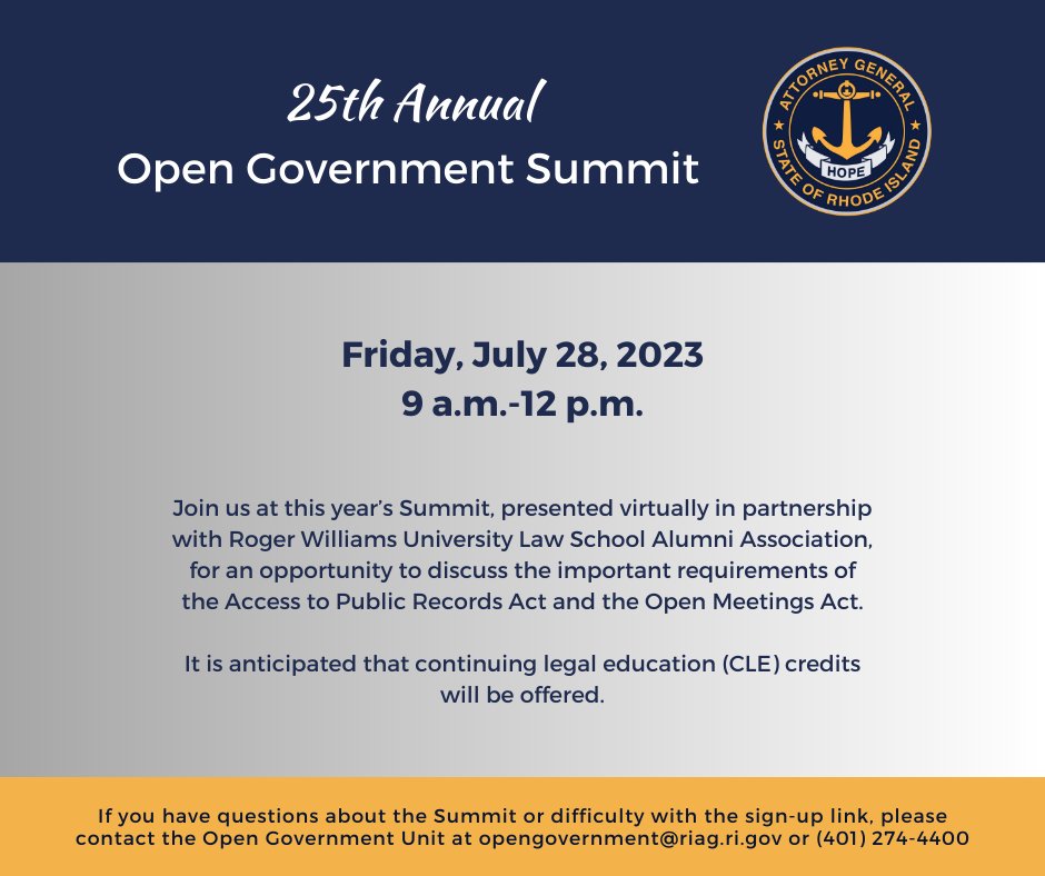 Open & transparent government is essential to public trust in our leadership & systems. Join the 500+ attendees that have already registered for our 25th Summit on Friday, 7/28 @ 9am. Sign up today! tinyurl.com/OpenGovSummit23