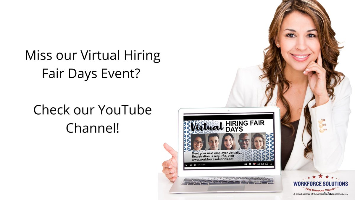 Our June Virtual Hiring Fair Days video 📹  has been added to our YouTube Page. Hear from local employers looking to hire NOW! Visit 👉 youtu.be/Vr7jMYw1LP4

While you are there, 🔔 subscribe so you don't miss future videos. 😎 #wstc #tarrantcounty #vhfd #career #jobs