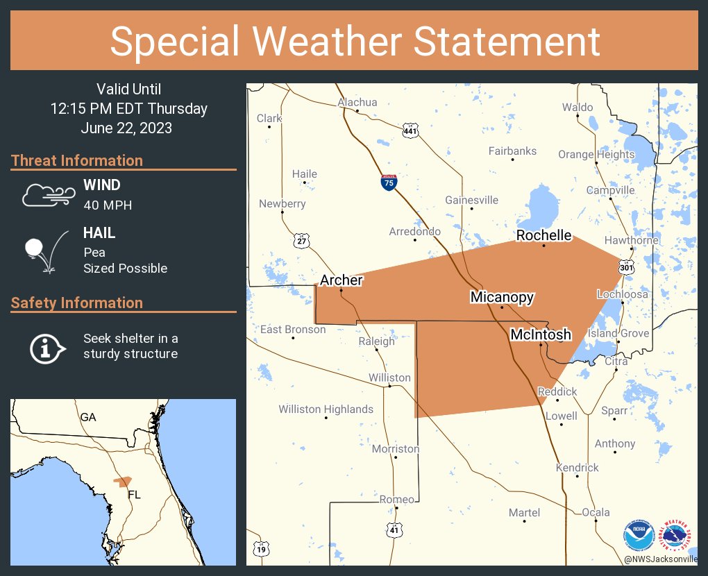 NWS Jacksonville on Twitter "A special weather statement has been