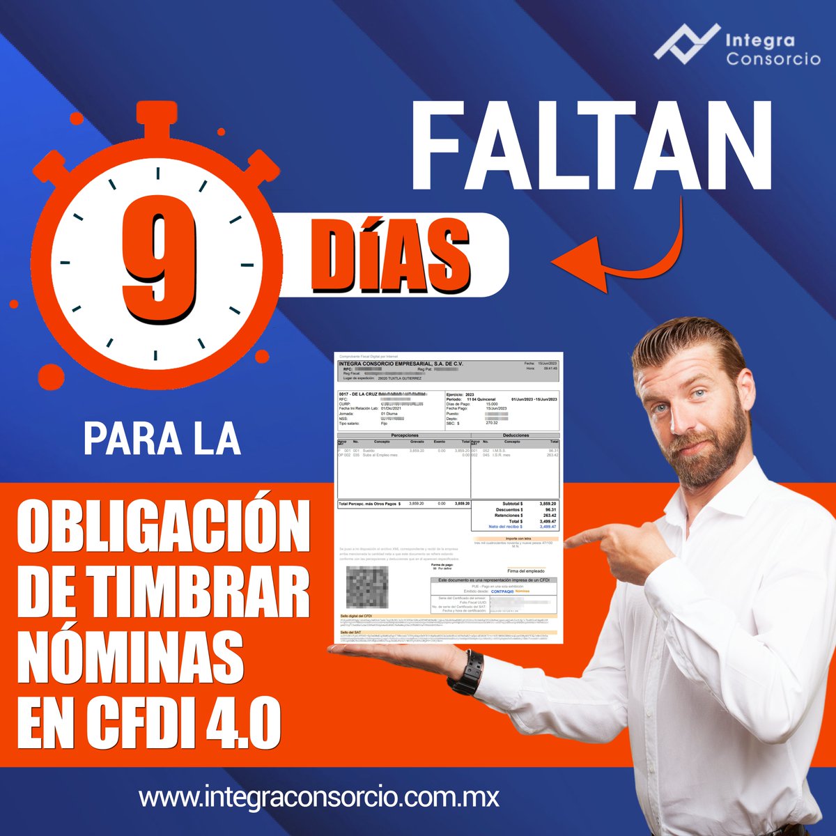 Integra_ConEmp's tweet photo. 📷¿Ya estás timbrado tu nómina en 4.0?

Este 1ro de Julio iniciamos con el Timbrado de Nóminas en Versión CFDI 4.0 https://t.co/vqsMRkIdvd