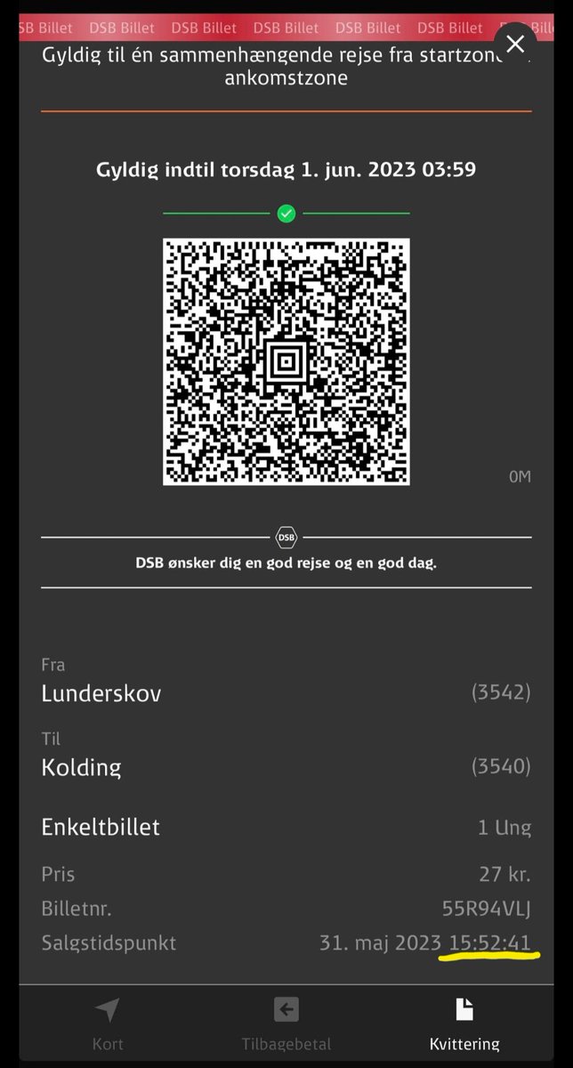 KennethJonassen's tweet photo. Hej @omDSB - Min søn har rejst med jeres tog, med afgang 15:53 fra Lunderskov. Da han kommer lidt sent til perronen, når han at købe billetten 19 sekunder inden toget afgår og inden han indtræder i toget. Alligevel får han en kontrolafgift. Er det normal praksis hos Jer? https://t.co/6Dsor8ZlE0