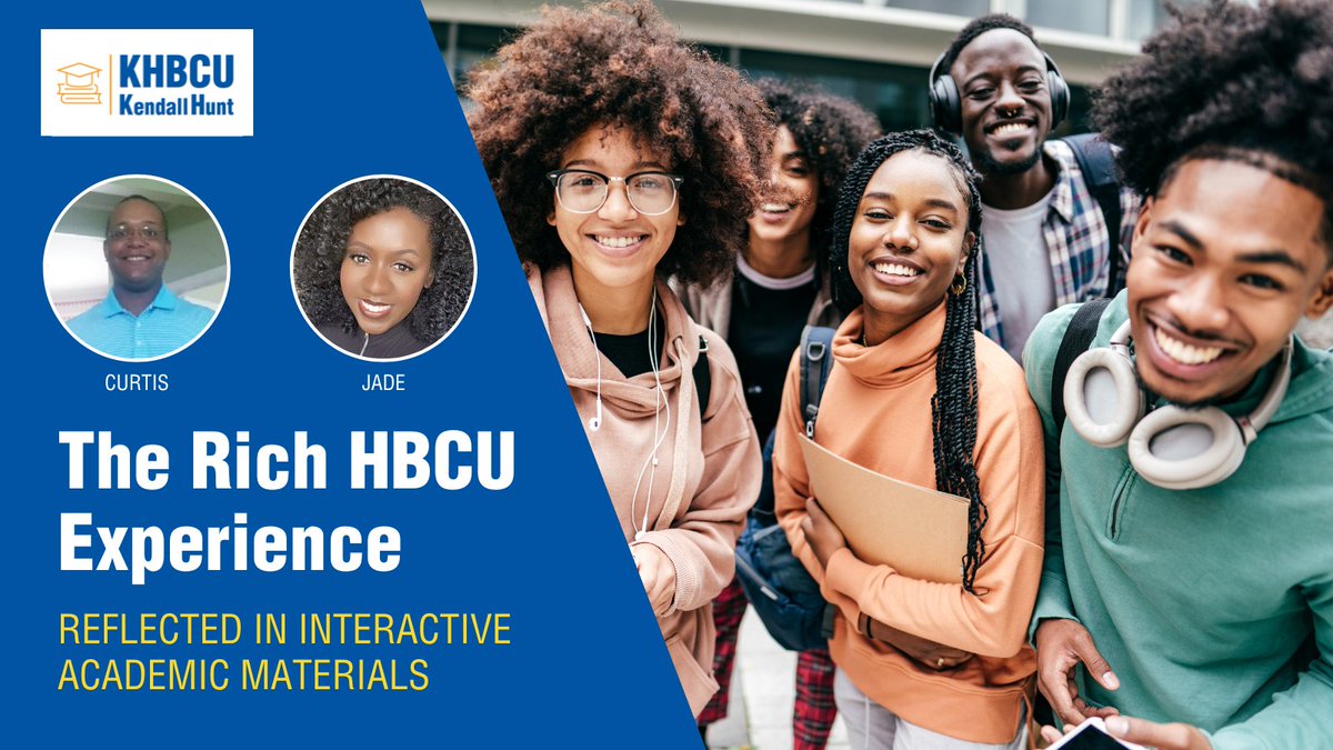 Announcing Kendall Hunt's library of HBCU titles: 
📚 KHBCU! 

Dedicated to:
- low-cost academic materials tailored for your HBCU courses
- increasing the number of Authors of Color in Higher Ed publishing

Peruse our catalog: bit.ly/3Psj6zn

#HBCU #HBCUsMatter