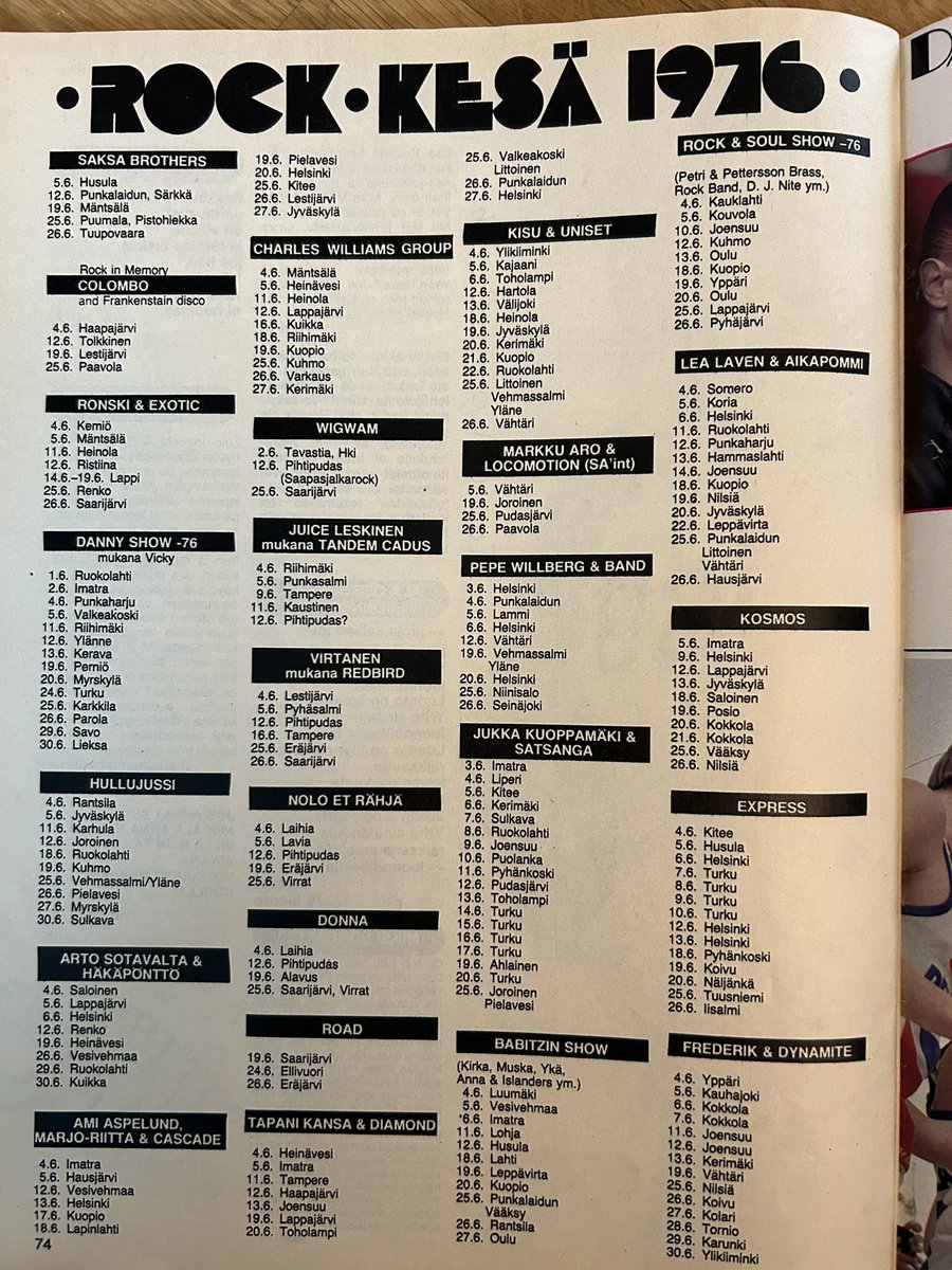 EtusivunJuttu's tweet image. Help 6/1976

Ilen mukaan opiskelu tuhoaa rock-muusikon.
Archie ja Edith paistattelivat tv:ssä ja ”Rock-kesän -76” urakoijia olivat tietty ainakin Jukka Kuoppamäki ja Frederik.
Kannen kuvissa Mudin Rob Davis ja Suomen Alwari Tuohitorvi. 
#mud #glamrock
#hurriganes
#juhannus