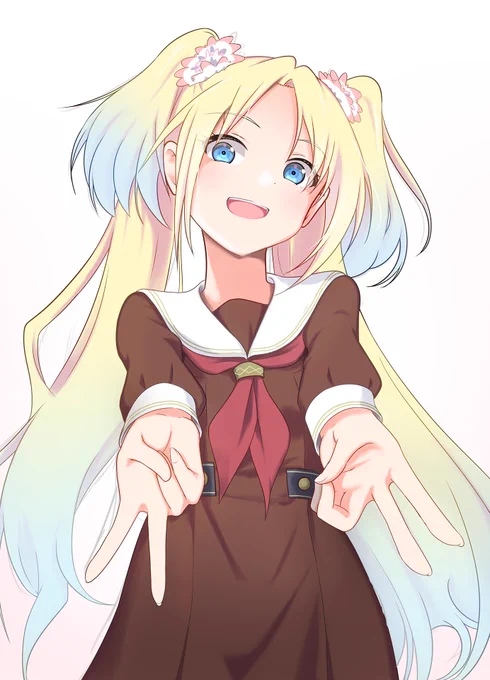 大沢瑠璃乃さん。 ダブルピースが似合うめちゃかわいい。 #蓮ノ空美術部