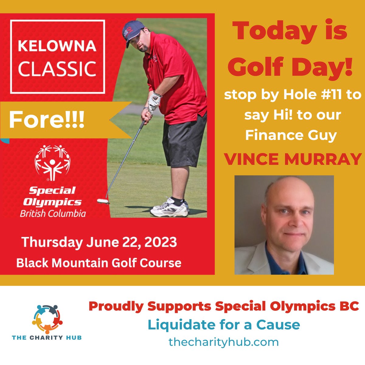 T_C_Hub's tweet photo. We're excited to attend and sponsor today's fantastic Kelowna Classic golf event at the beautiful Black Mountain Golf Club to support @sobcsociety #Kelowna. We're at Hole #11, stop by and say hi to Vince and Ella! #golfevent #kelowna #kelownaevents #goodcause #liquidateforacause https://t.co/bzDiJ0a97u