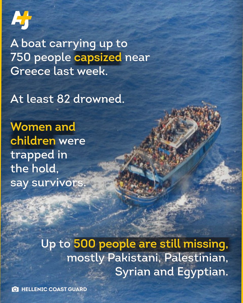 ajplus's tweet photo. The world has been watching as the U.S. and Canada search for a submarine carrying 5 people that went missing during a tourist expedition to the ruins of the Titanic.

But what about the rescue efforts in the Mediterranean? https://t.co/fBfqGdHXiE