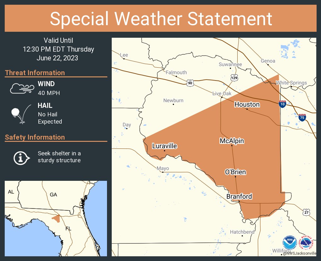 NWS Jacksonville on Twitter "A special weather statement has been
