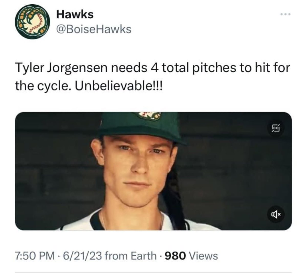 Wow! Jorgy being Jorgy - doing rare things. Has this ever been done before? A cycle on 4 pitches? #RunnersOnTheRise <a href="/BoiseHawks/">Boise Hawks</a>